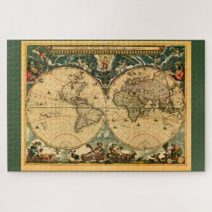 アンティークの世界地図 – ジョアンブレウ – 1664 ジグソーパズル