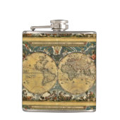 アンティークの世界地図 – ジョアンブレウ – 1664 フラスク (正面)