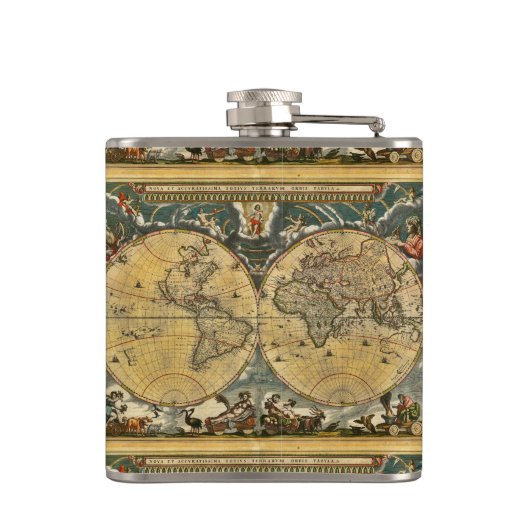 アンティークの世界地図 – ジョアンブレウ – 1664 フラスク (裏面)