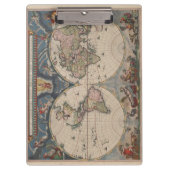 アンティークの世界地図:歴史風刺画 クリップボード (正面)