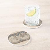 アンティークの世界地図：歴史風刺画 コースター (側面)