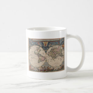 アンティークの世界地図:歴史風刺画 コーヒーマグカップ