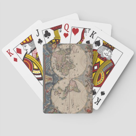 アンティークの世界地図:歴史風刺画 トランプ (裏面)