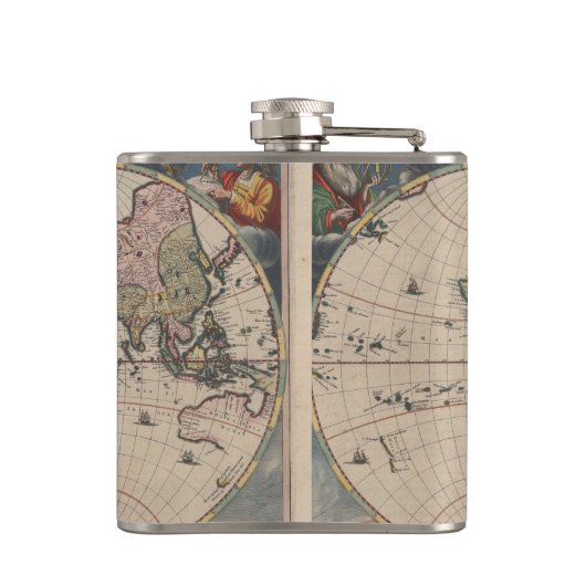 アンティークの世界地図：歴史風刺画 フラスク (裏面)