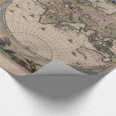アンティークの世界地図：歴史風刺画 ラッピングペーパー (角)
