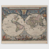 アンティークの世界地図：歴史風刺画 ラッピングペーパー (フラット)