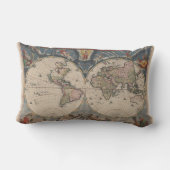 アンティークの世界地図:歴史風刺画 ランバークッション (裏面)