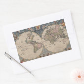 アンティークの世界地図：歴史風刺画 長方形シール (封筒)