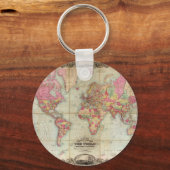 アンティークの世界地図byジョン・コルトン， circa 1854 キーホルダー (正面)