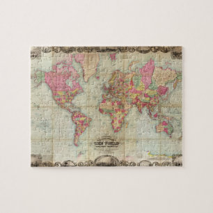 アンティークの世界地図byジョン・コルトン， circa 1854 ジグソーパズル