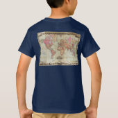 アンティークの世界地図byジョン・コルトン, circa 1854 tシャツ (裏面)