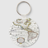 アンティークの世界地図by Hendrik Hondius, 1630 キーホルダー (正面)