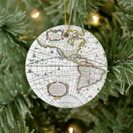 アンティークの世界地図by Hendrik Hondius, 1630 セラミックオーナメント