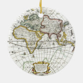 アンティークの世界地図by Hendrik Hondius, 1630 セラミックオーナメント (裏面)
