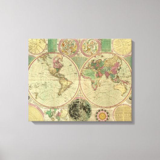 アンティークの世界地図Carington Bowles, circa 1780 キャンバスプリント (正面)