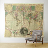 アンティークの世界地図Carington Bowles, circa 1780 タペストリー (インサイチュ(横))