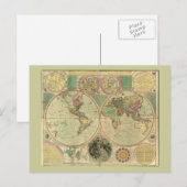 アンティークの世界地図Carington Bowles, circa 1780 ポストカード (正面/裏面)