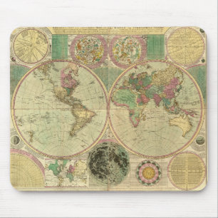アンティークの世界地図Carington Bowles, circa 1780 マウスパッド