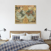 アンティークの世界地図Johann Baptist Homann, 1716 キャンバスプリント (インサイチュ (寝室))