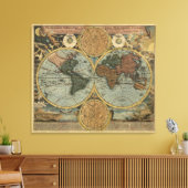 アンティークの世界地図Johann Baptist Homann, 1716 キャンバスプリント (インサイチュ (リビング))