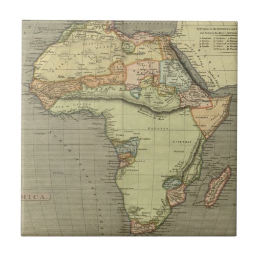 アンティークの古いマップインスパイア タイル (正面)