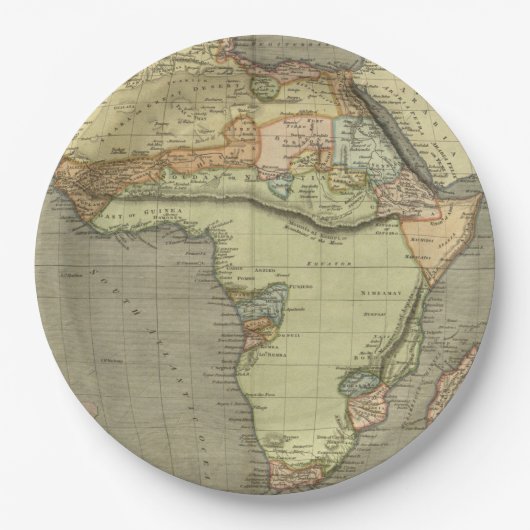 アンティークの古いマップインスパイア ペーパープレート (正面)