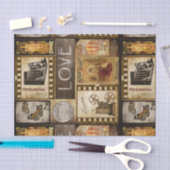 アンティークの古いヴィンテージのコラージュ絵画バター 薄葉紙 (クラフト)