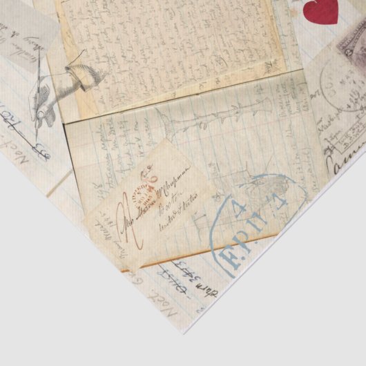 アンティークの古い手書きの手紙と仕訳帳 薄葉紙 (詳細)