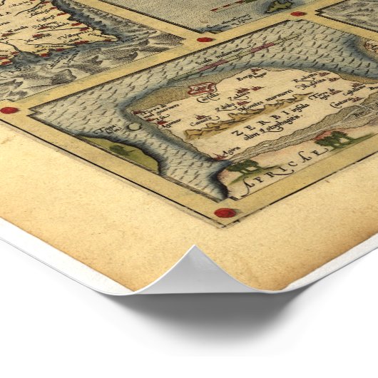 アンティークの地図と旅行に出かけよう。 ポスター (角)