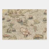 アンティークの地図と海の生物 ラッピングペーパーシート (正面2)