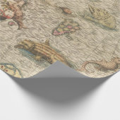 アンティークの地図と海の生物 ラッピングペーパー (角)