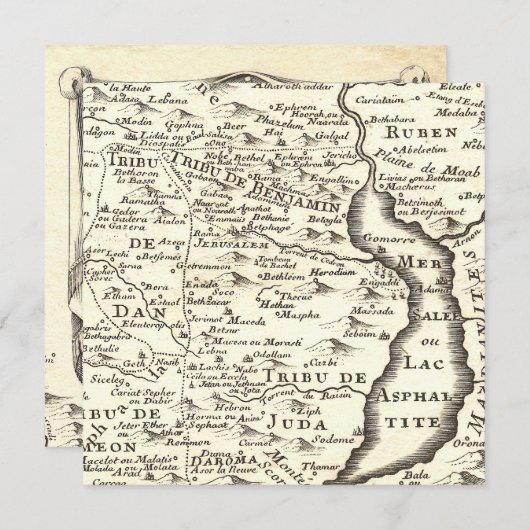 アンティークの地図イスラエルバーミッツバ招待状 招待状 (正面/裏面)