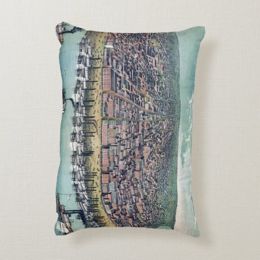 アンティークの地図セントルイス・ミズーリ・ミシシッピ川 アクセントクッション (裏面(縦))