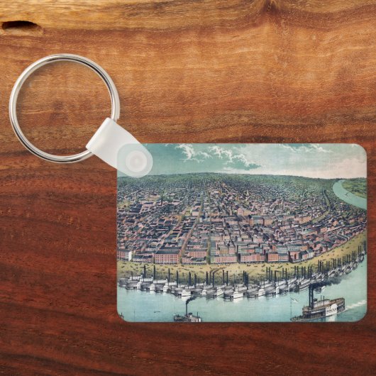 アンティークの地図セントルイス・ミズーリ・ミシシッピ川 キーホルダー (裏面)
