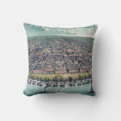 アンティークの地図セントルイス・ミズーリ・ミシシッピ川 クッション (正面)