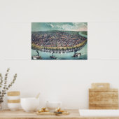 アンティークの地図セントルイス・ミズーリ・ミシシッピ川 ポスター (キッチン)