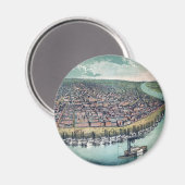 アンティークの地図セントルイス・ミズーリ・ミシシッピ川 マグネット (正面/裏面)