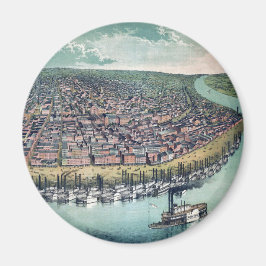 アンティークの地図セントルイス・ミズーリ・ミシシッピ川 マグネット