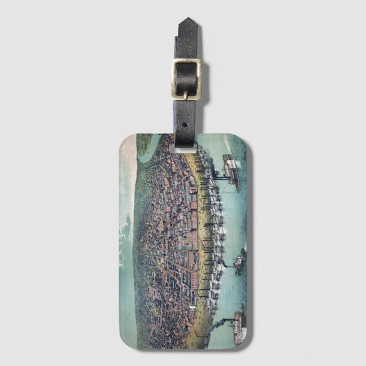 アンティークの地図セントルイス・ミズーリ・ミシシッピ川 ラゲッジタグ (正面縦)