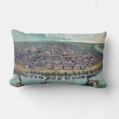 アンティークの地図セントルイス・ミズーリ・ミシシッピ川 ランバークッション (正面)