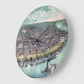 アンティークの地図セントルイス・ミズーリ・ミシシッピ川 ラージ壁時計 (傾斜)