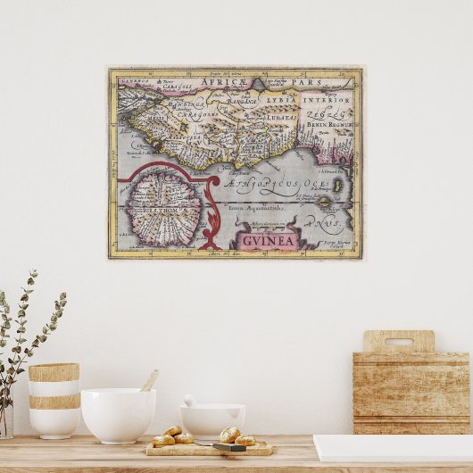 アンティークの地図,ギニア – アフリカンコースト,カイリウス・レプロ ポスター (キッチン)