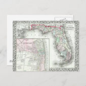アンティークの地図 – フロリダ&モバイル，アラバマ ポストカード (正面/裏面)