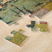 アンティークの地図，リスボンの都市計画，ポルトガル， 1598 ジグソーパズル (側面)