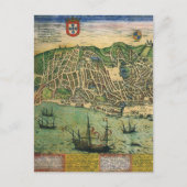 アンティークの地図,リスボンの都市計画,ポルトガル, 1598 ポストカード (正面)