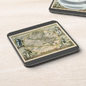 アンティークの地図， 1596, America Sesive Novus Orbis コースター (左側)