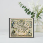 アンティークの地図, 1596, America Sesive Novus Orbis ポストカード (スタンド正面)