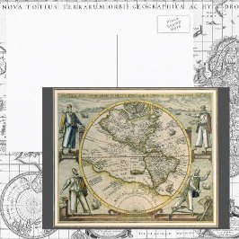 アンティークの地図, 1596, America Sesive Novus Orbis ポストカード