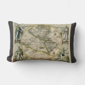 アンティークの地図， 1596, America Sesive Novus Orbis ランバークッション (正面)