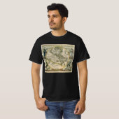 アンティークの地図， 1596, America Sesive Novus Orbis Tシャツ (正面フル)